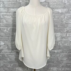 Moa Moa Cream Relaxed Back Bow Blouse